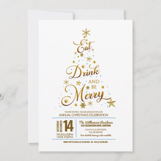 Whimsical Typography Kerstparty Kaart (Voorkant)