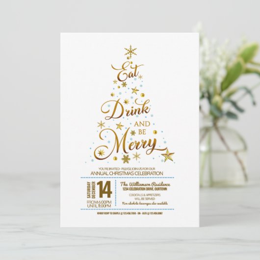 Whimsical Typography Kerstparty Kaart (Staand voorkant)