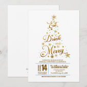 Whimsical Typography Kerstparty Kaart (Voorkant / Achterkant)