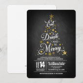 Whimsical Typography Kerstparty Kaart (Voorkant / Achterkant)