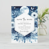 Whimsical Typography Moonlit Wedding Save The Date (Staand voorkant)