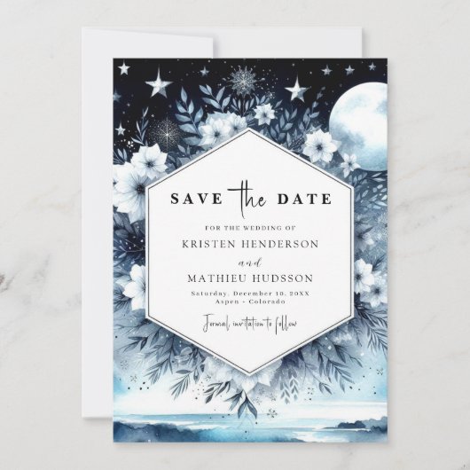 Whimsical Typography Moonlit Wedding Save The Date (Voorkant)