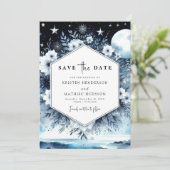 Whimsical Typography Moonlit Wedding Save The Date (Staand voorkant)