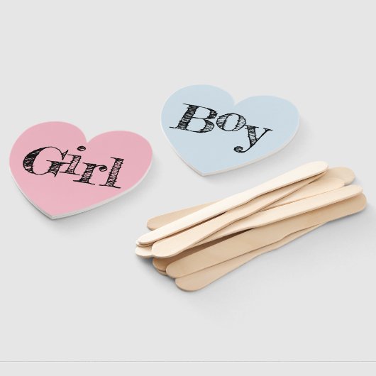 Whimsical Typography Pink Blue Geslacht onthullen Handwaaier (Niet-gemonteerd)