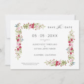 Whimsical Typography Red & Pink Shades Flowers Save The Date (Achterkant)