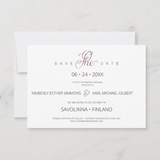 Whimsical Typography Script 2 Photo Engaged Couple Save The Date (Achterkant)