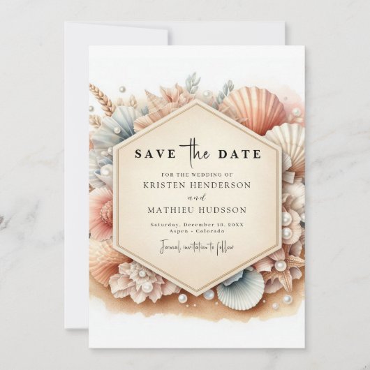 Whimsical Typography Strandbruiloft Save The Date (Voorkant)