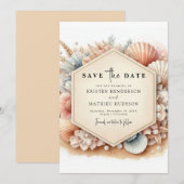 Whimsical Typography Strandbruiloft Save The Date (Voorkant / Achterkant)