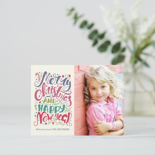 Whimsical Typography Vakantiefoto Briefkaart (Staand voorkant)