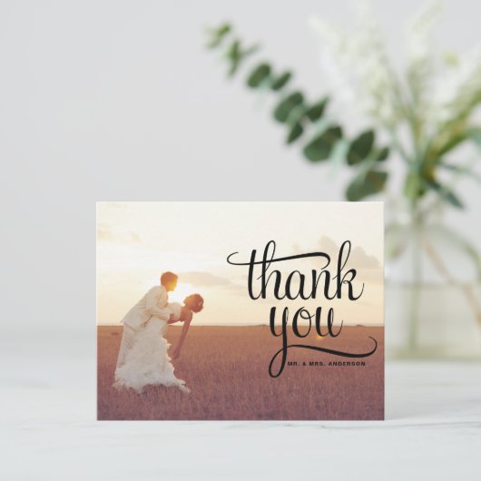 WHIMSICAL TYPOGRAPHY WEDDING DANK U BRIEFKAART (Staand voorkant)