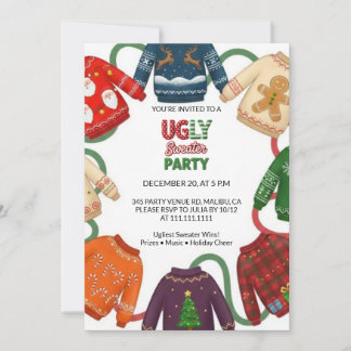 Whimsical Ugly Sweater Holiday Christmas Party  Kaart