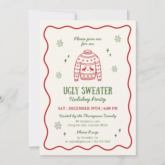 Whimsical Ugly Sweater Holiday Party Uitnodiging (Voorkant)