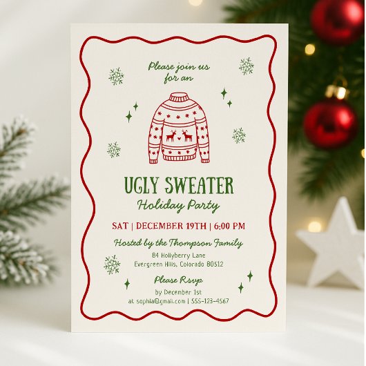 Whimsical Ugly Sweater Holiday Party Uitnodiging