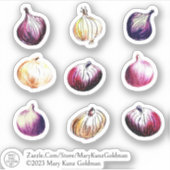 Whimsical Uien Handgetekende Waterverf Veggies Sticker (Voorkant)