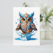 Whimsical Uil Beer Jumping op Water - Speels Wild Bedankkaart (Staand voorkant)