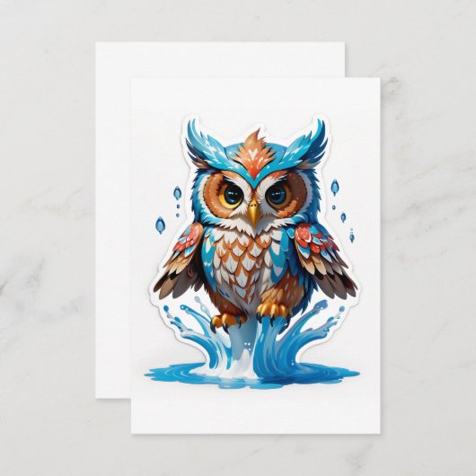 Whimsical Uil Beer Jumping op Water - Speels Wild Bedankkaart (Voorkant / Achterkant)