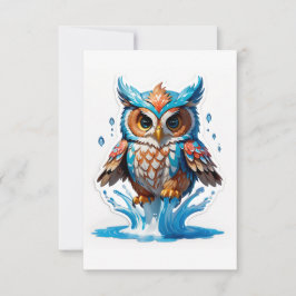 Whimsical Uil Beer Jumping op Water - Speels Wild Bedankkaart