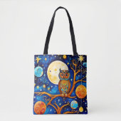 Whimsical Uil Celestials: sterren, maan, planeten Tote Bag (Voorkant)