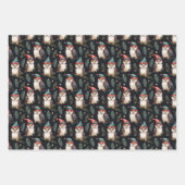 Whimsical Uil Christmas Pet Patroon Inpakpapier Vel (Voorkant 3)