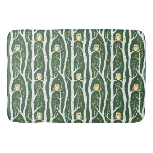 Whimsical Uil en Berkenboom Patroon Badmat