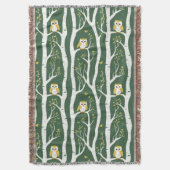 Whimsical Uil en Berkenboom Patroon Deken (Voorkant Verticaal)