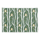 Whimsical Uil en Berkenboom Patroon Kussensloop (Achterkant-Rechts)