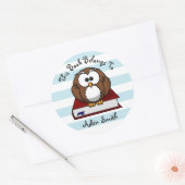 Whimsical Uil en boek kinderboekenplaat Ronde Sticker (Envelop)