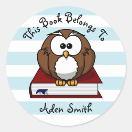 Whimsical Uil en boek kinderboekenplaat Ronde Sticker