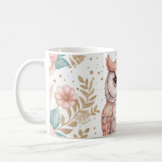 Whimsical Uil en Floral Fantasy Koffiemok (Links)