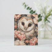 Whimsical Uil en Pastel Bloemen Tekening Briefkaart (Staand voorkant)