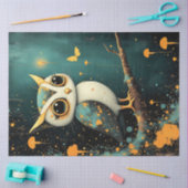 Whimsical Uil Fantasy Decoupage Papier in Teal  (Craft)