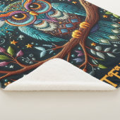 Whimsical Uil Faux Borduurwerk Sherpa Deken (3/4)