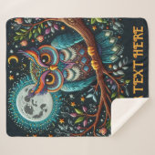 Whimsical Uil Faux Borduurwerk Sherpa Deken (Voorkant (horizontaal))