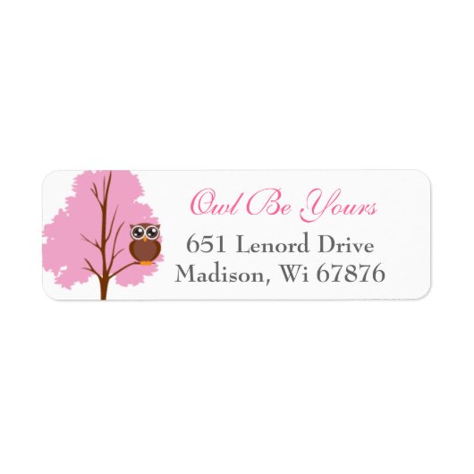 Whimsical Uil & Flowers Retouradres Labels (Voorkant)