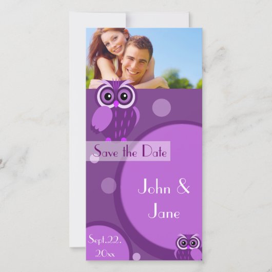 Whimsical Uil / foto "Save the Date" Save The Date (Voorkant)