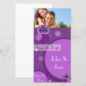 Whimsical Uil / foto "Save the Date" Save The Date (Voorkant / Achterkant)