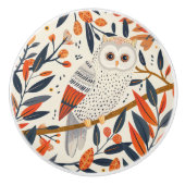 Whimsical Uil Illustratie Vallen Kleuren Keramische Knop (Voorkant)