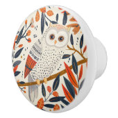 Whimsical Uil Illustratie Vallen Kleuren Keramische Knop (Rechts)