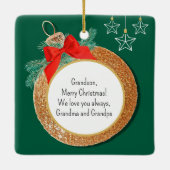 Whimsical Uil in de winter Vrolijk kerstfeest Keramisch Ornament (Achterkant)