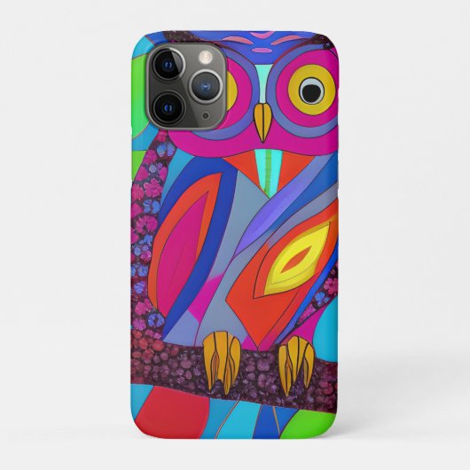 Whimsical Uil met kleurrijke veren Case-Mate iPhone Case (Achterkant)