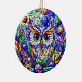 Whimsical Uil Met Saffier Ogen Keramisch Ornament (Rechts)