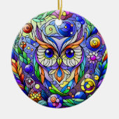Whimsical Uil Met Saffier Ogen Keramisch Ornament (Voorkant)
