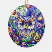 Whimsical Uil Met Saffier Ogen Keramisch Ornament (Links)