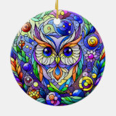 Whimsical Uil Met Saffier Ogen Keramisch Ornament (Achterkant)