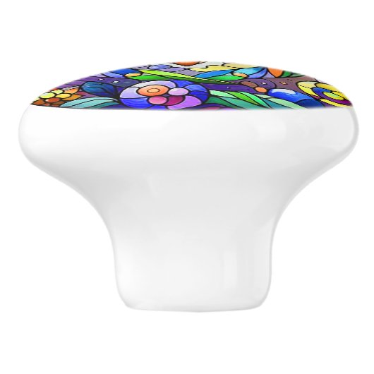 Whimsical Uil Met Saffier Ogen Keramische Knop (Zijkant)