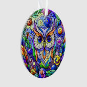 Whimsical Uil Met Saffier Ogen Ornament (voorkant)