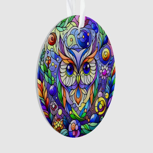 Whimsical Uil Met Saffier Ogen Ornament (voorkant)