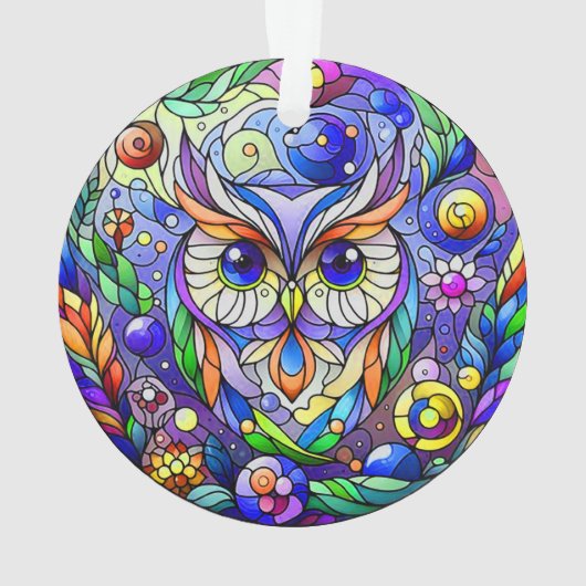 Whimsical Uil Met Saffier Ogen Ornament (achterkant)