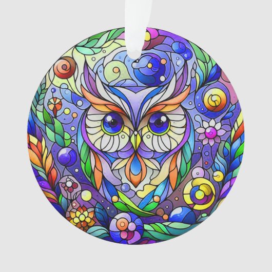 Whimsical Uil Met Saffier Ogen Ornament (voorkant)