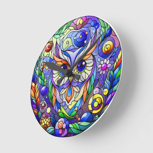 Whimsical Uil Met Saffier Ogen Ronde Klok (Hoek)